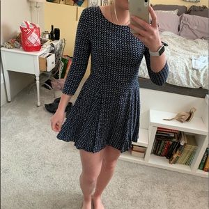 Navy Blue Patterned Dress